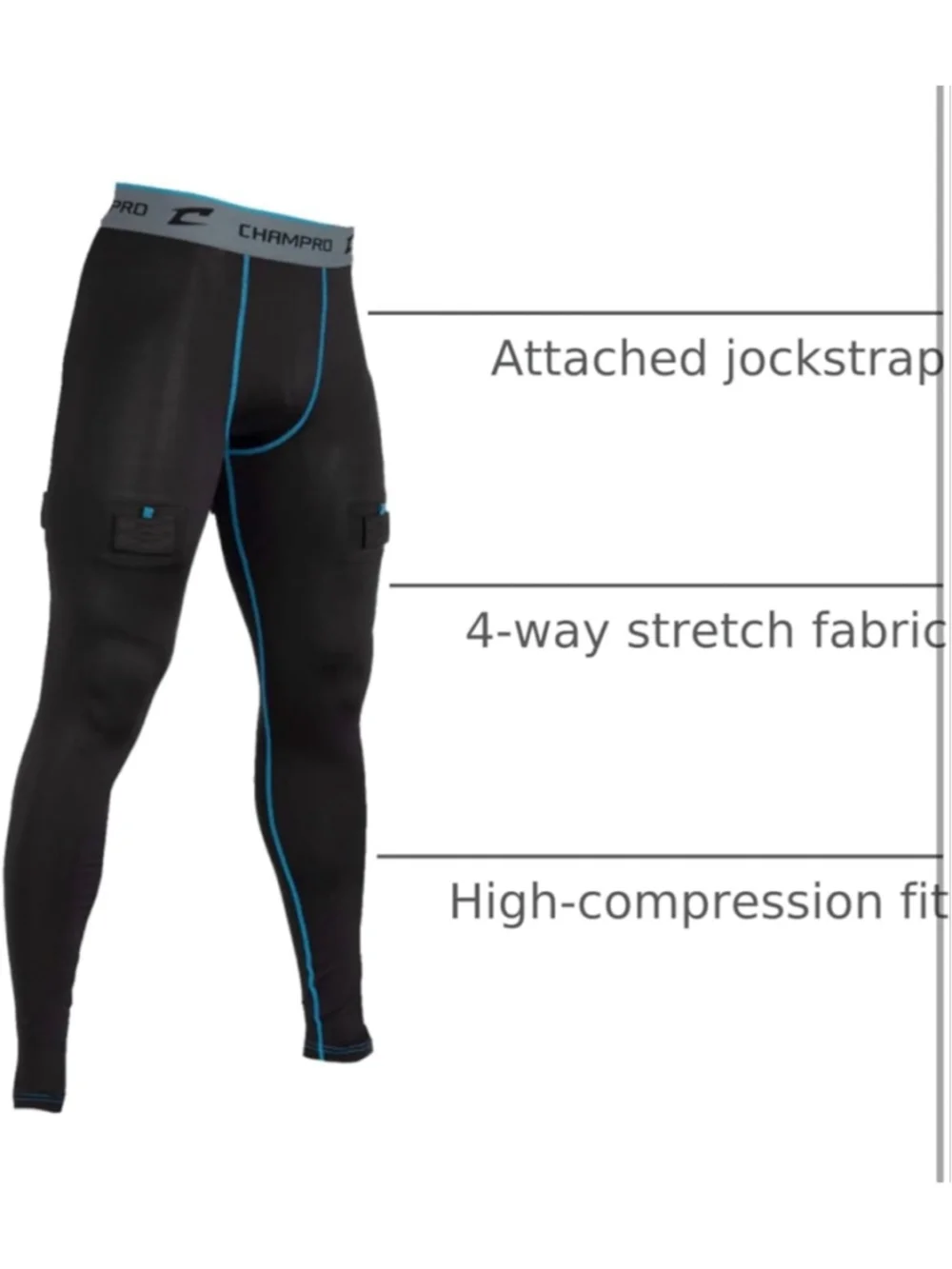 NEW Champro Mens Compression Tights Integrated Cup Medium